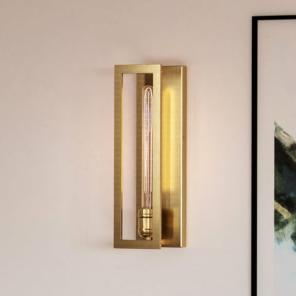 Luxury Transitional Wall Sconce, 15''H x 5''W, Brushed Brass Finish, Kinsale Collection, by Urban Ambiance