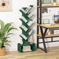 thumbnail image 4 of 8-Tier Zigzag Tree Bookshelf with Open Storage Base, Space-Saving Vertical Bookcase, Dark Green, 4 of 9