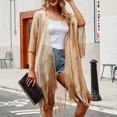 thumbnail image 4 of Eoperou Summer Women Sunscreen Shawl Faux Pearl Decorative Tassel Hem Cardigan Solid Color Front Placket Beach Shawl, 4 of 7