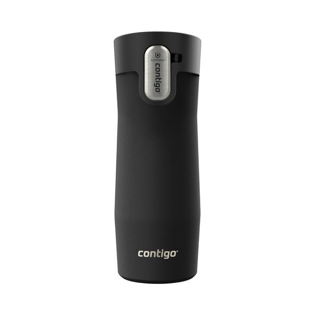Black Contigo AUTOSEAL West Loop vacuum-insulated stainless steel travel mug with easy-clean lid, 16 oz capacity