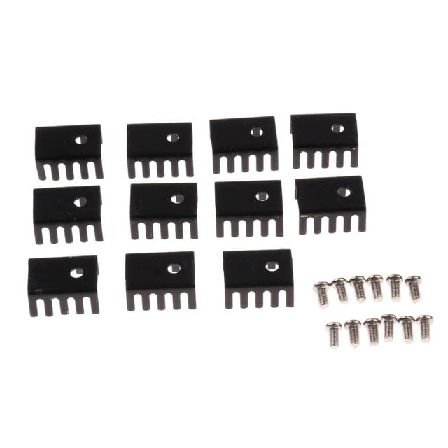 Disipador de Calor de 10 Piezas 20x15x10mm Disipador de Calor de Aluminio Negro Disipador de Calor para Transistores TO-220 Baoblaze Disipador de calor de aluminio