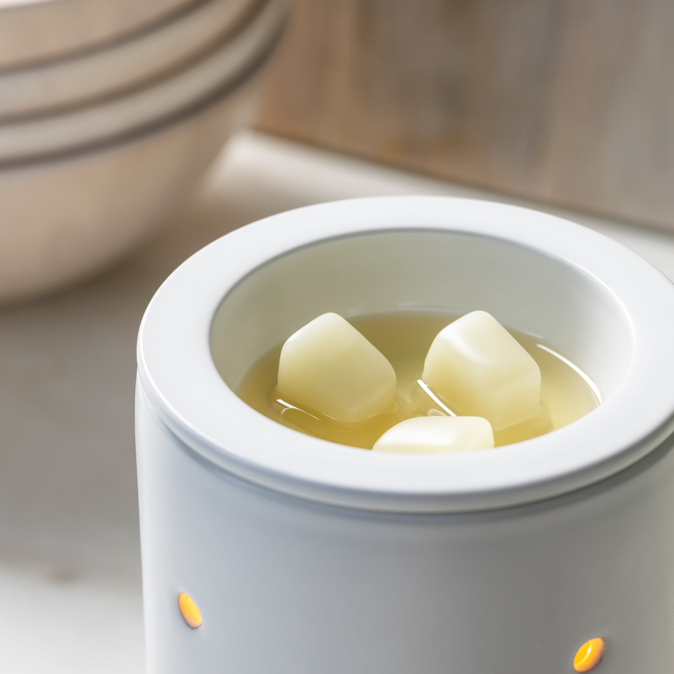 Allswell Wax Warmer Cream Ceramic with Wood Base