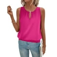 thumbnail image 3 of Fashion Buttoned Round Neck Solid Color Vest Rose Red XL, 3 of 6