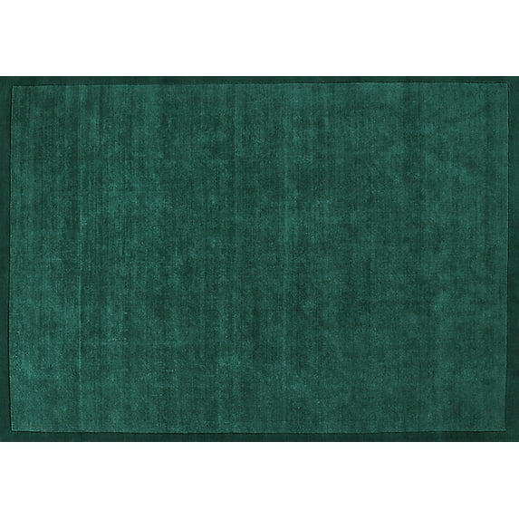 Ahgly Company Machine Washable Indoor Rectangle Solid Turquoise Blue Modern Area Rugs, 4' x 6'
