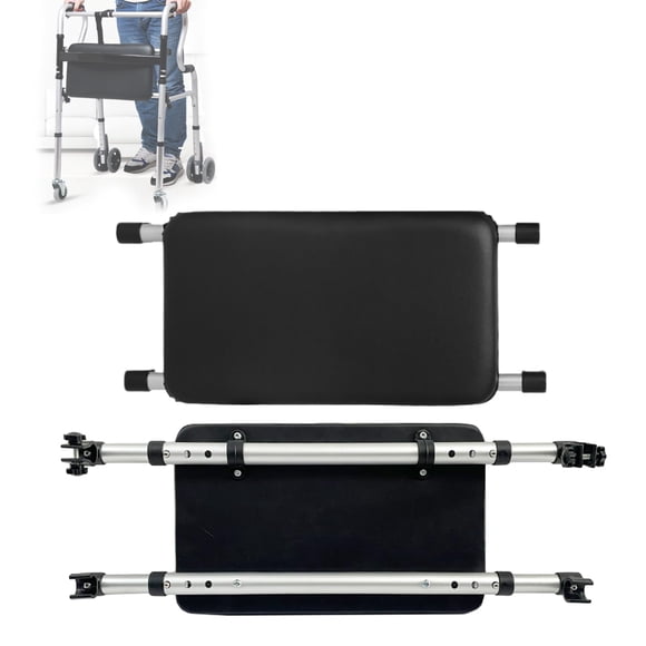 Asiento ajustable para andador, asiento plegable acoplable para personas mayores con discapacidad, rango de 51 a 61 cm (cuero)