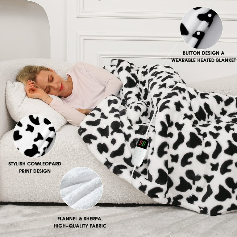Cow Print Heated Leopard Blanket RUJIPO Cow Heated Blanket - Main Image