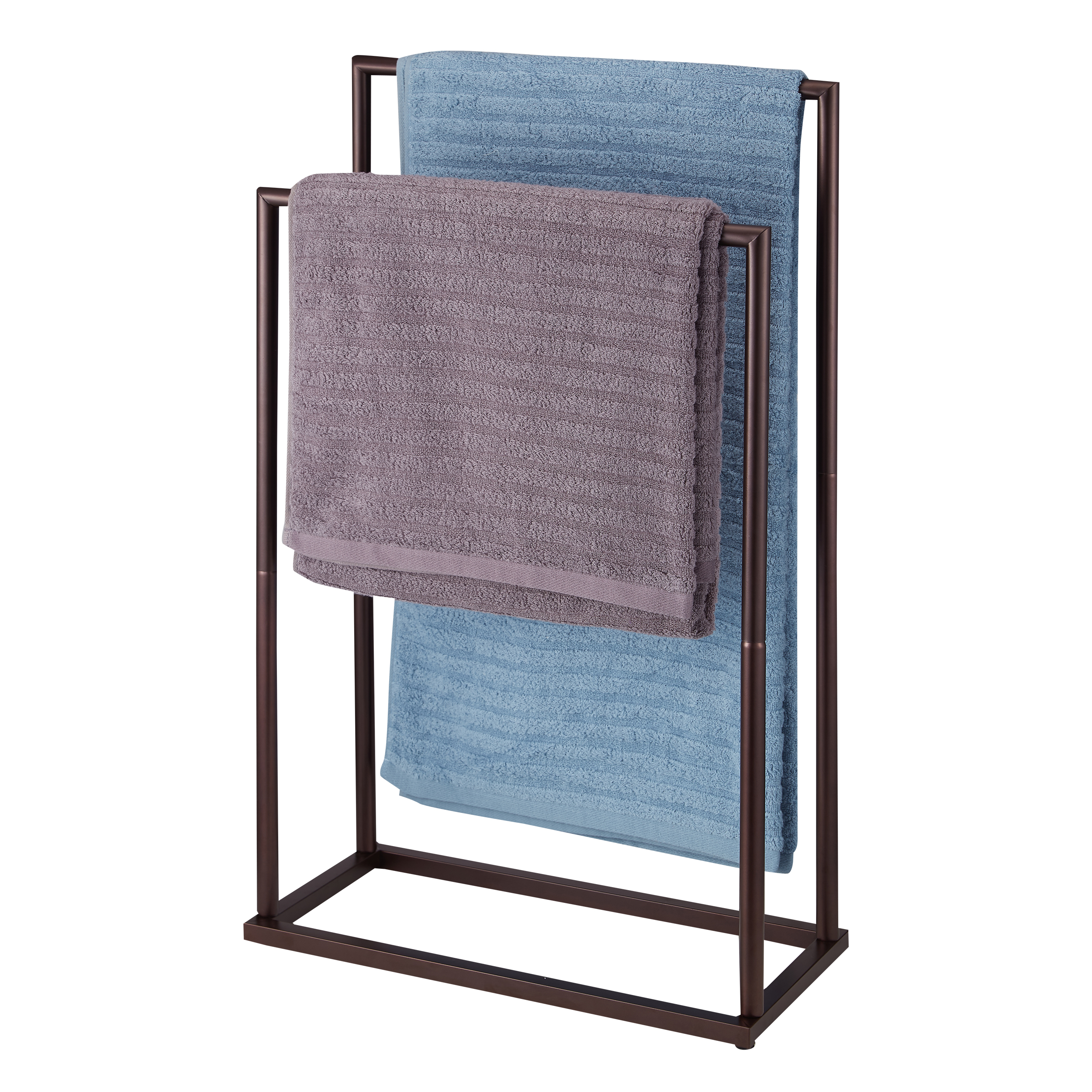 DECLUTTR Free Standing Towel Rack, 2 Tiers Stainless Steel Towel Holder for Bathroom, Oil Rubbed