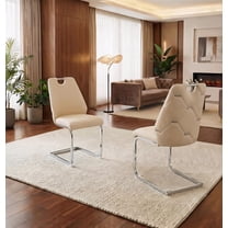 Sumdeal Dining Chair Sets (2, 4, or 6 chairs), modern leather upholstered chairs, high backrests, silver backrest rings and chrome armrests, waterproof PU leather (white, black, grey, or beige).