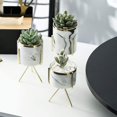 thumbnail image 4 of Ceramic Succulent Planter Creative Porcelain Flower Pot Plant Display Shelf Barrel with Metal Iron Stand for Home Balcony Decor (S Golden), 4 of 8