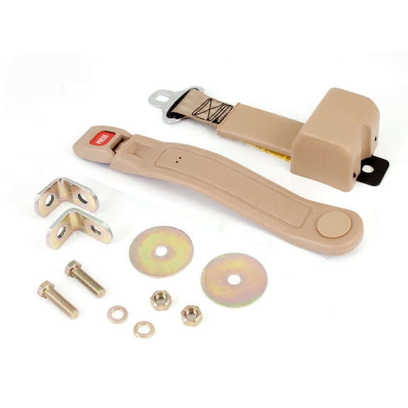 Omix-Ada by RealTruck | 13202.21 | Seat Belt, 2 Point, Retractable, Tan | Compatible with 1987-1995 Jeep Wrangler YJ