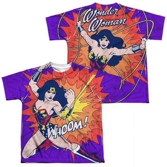 Trevco Sportswear DCO850FB-YTPP-3 DC Wonderful Burst Front & Back Print Youth Short Sleeve T-Shirt, White - Large