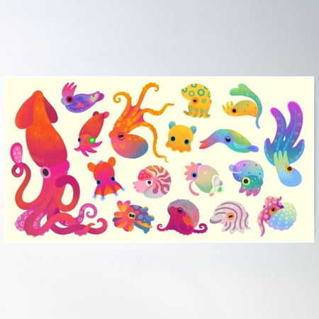 Cephalopod - Pastel Poster Wall Art, Modern Wall Decor For Living Room Bedroom, 12x18 UNFRAMED