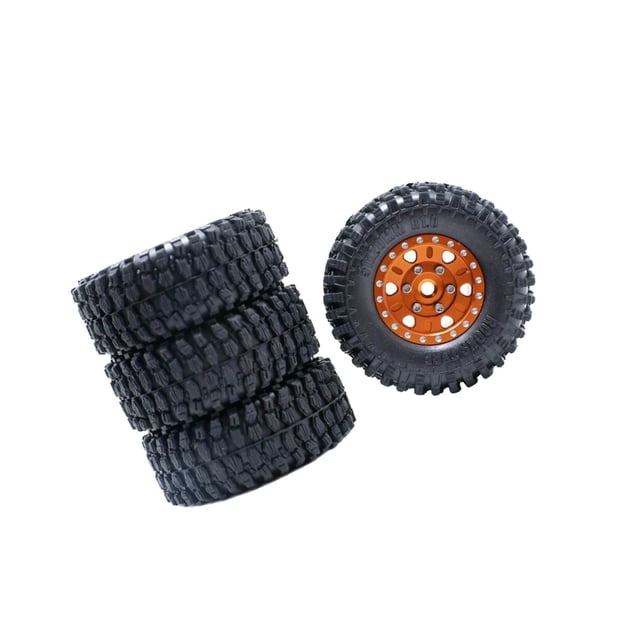 4 Pcs Pneus de Roue en Caoutchouc 1/24 pour Modèle Axial SCX24 mini 1 24 Buggy Accessoires DIY Doré