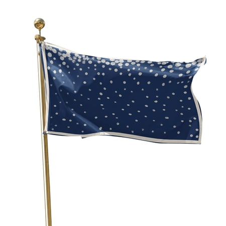 Flags for Outside 3x5 ft Silver Dots Outdoor Flags Double Sided Grommets House Banner Navy Blue Glittering Specks Border Frame Patio Yard Flag for Outdoor Flying Party Porch Garden Decorations