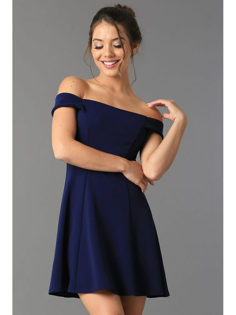 Juniors Fit And Flare Off The Shoulder Skater Party Cocktail Teeze Me Dress