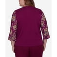 thumbnail image 5 of Alfred Dunner Womens Plus-Size  Embroidered Floral Sleeve Split Neck Top, 5 of 6