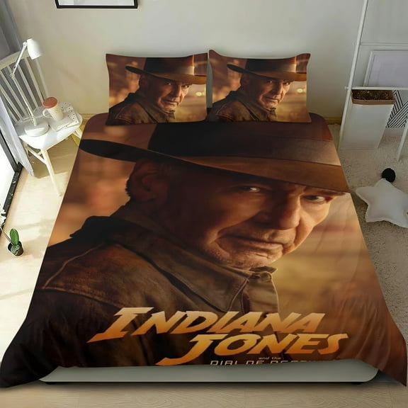 3 Piece Bedding Set Indiana Jones And The Dial Of Destiny Comforter Set Cute Duvet Cover Sets Super Soft Teens Bedding Set Kids Bedroom Gifts,1 Duvet Cover with 2 Pillowcases Twin
