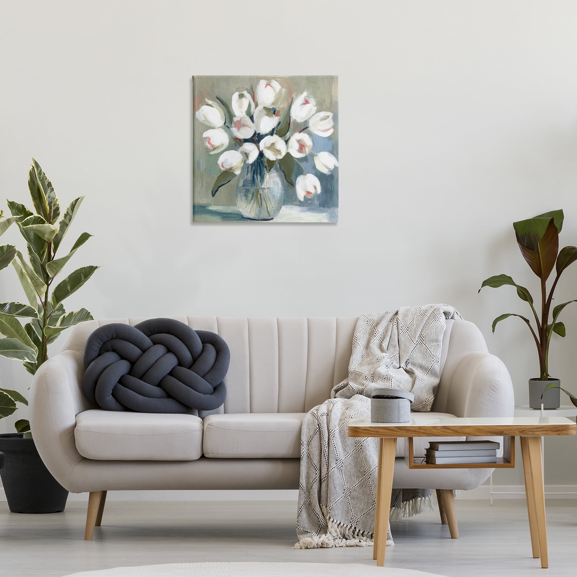 Stupell Industries White Tulip Vase Plants & Flowers Painting Wrapped Canvas Art Print Wall Art, 24 x 24