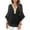 Black, variant on Long Sleeve Shirts for Women Patchwork Ruffled Mesh Shimmering Gold Embossed 3/4 Sleeve V Neck Soft Breathable Party Gathering Dress Top