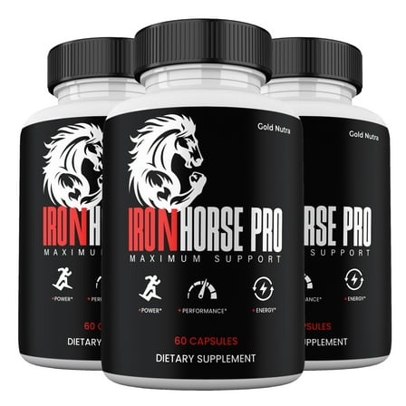 IronHorse Pro Supplemement, High Potency Pills, All Natural Formula for Men IronHorsePro Capsules, 3 Month Supply (3 Pack)