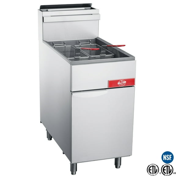 Heavy-Duty Deep Fryer, 50 Lb Commercial Deep Fryer, 3-Tube Burners, Natural Gas, 90,000 BTU, NSF Certified, Stainless Steel