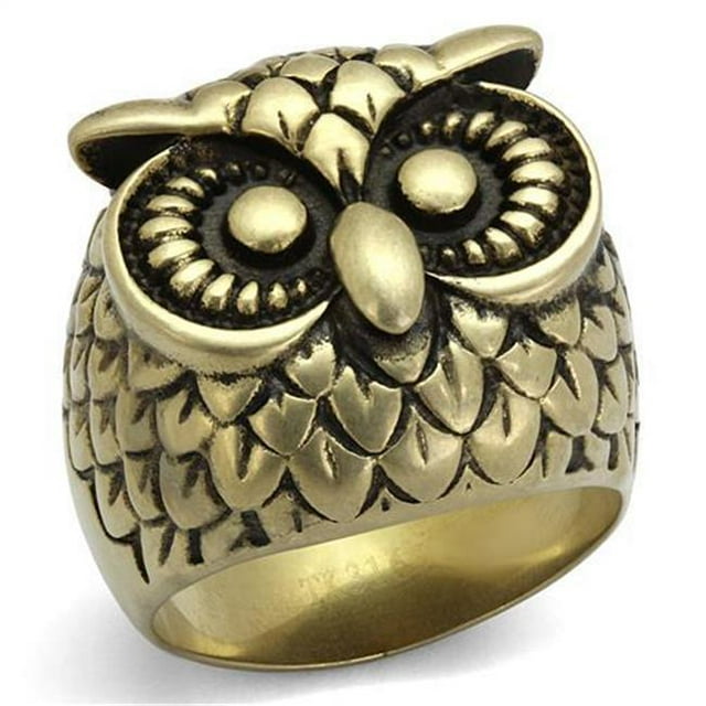 Alamode TK2468-8 Men IP Antique Copper Stainless Steel Ring with Epoxy in Jet - Size 8