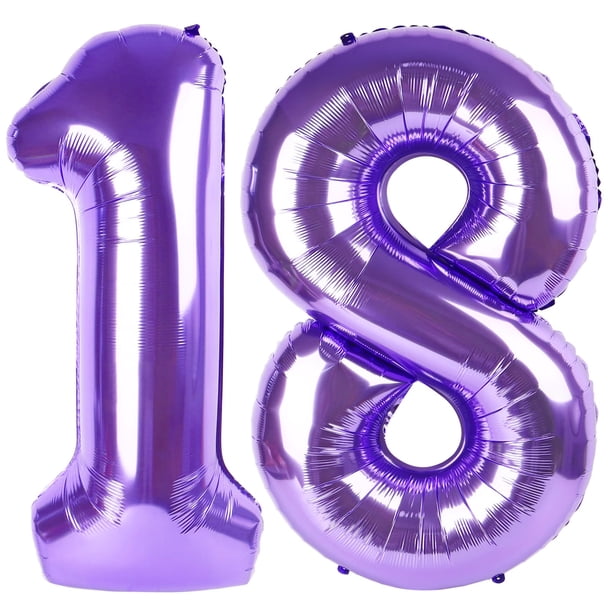 Globos con números Enyeopd, 40 cm, color morado, para fiesta de cumpleaños