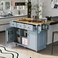 thumbnail image 2 of Glavbiku Rolling Kitchen Cart with Drop-Leaf Countertop,Island Cart with 3 Drawer for Kitchen,Blue, 2 of 15