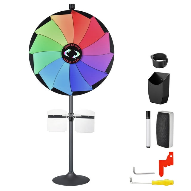 WinSpin 36" Prize Wheel Tabletop Floor Stand Spinning Wheel w/ Brochure Holders
