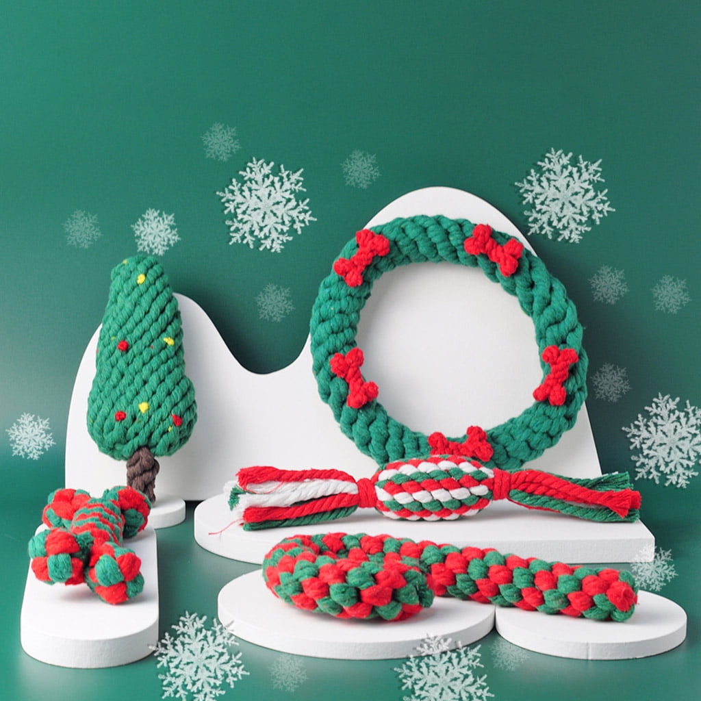 5 Pcs Indestructible Cute Tug of War Plush Christmas Dog Toy Chew Puppies Gift for Pet Interactive Interesting