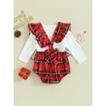 thumbnail image 4 of Wassery 2Pcs Baby Girls Christmas Outfits 6M 12M 18M 24M Infant Girls Sleeveless Ruffle Romper + Long Sleeve Tops Set Newborn Girls Christmas-themed Clothing, 4 of 9