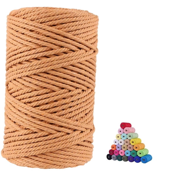 Cordón de macramé de algodón volteado de 5 mm x 100 m, color marrón