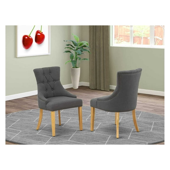 East West Furniture Friona 41" Fabric Dining Chairs in Oak/Gray (Set of 2)