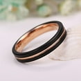 thumbnail image 2 of Wedding Rings Women's 4mm Black & Rose Gold Groove Line Tungsten Band., 2 of 3