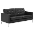 thumbnail image 2 of Modway Loft Tufted Upholstered Faux Leather Loveseat and Armchair Set in Silver Black, 2 of 6