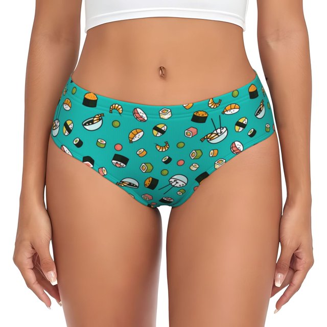 Fotbe Sushi (3) Calzones Estampados para Mujer – Ropa Interior de Algodón, Cómoda, Suave y Elástica-3X-Large