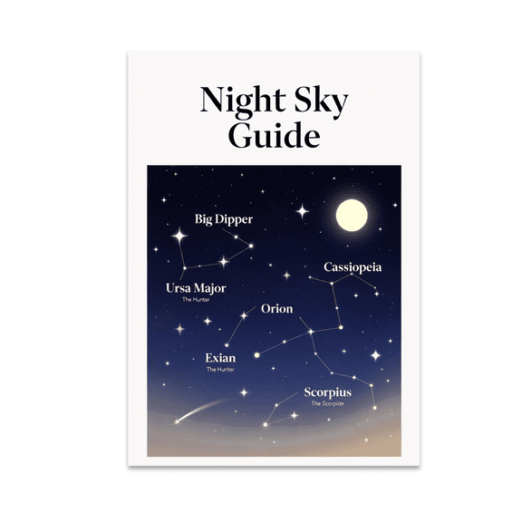 Night Sky Guide Infographic Poster - Astronomy Enthusiast - 13x19 Poster Print