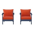 thumbnail image 2 of WestinTrends Avalon Outdoor Modern HDPE Patio Club Chairs with Deep Seat Cushions (Set of 2), Navy Blue/Orange, 2 of 5