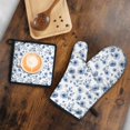 thumbnail image 5 of Pioneer Flower Floral Print Pattern 2-Pack Oven Mitts Set, Heat Resistant Kitchen Gloves, 7.7" X 12", 5 of 6