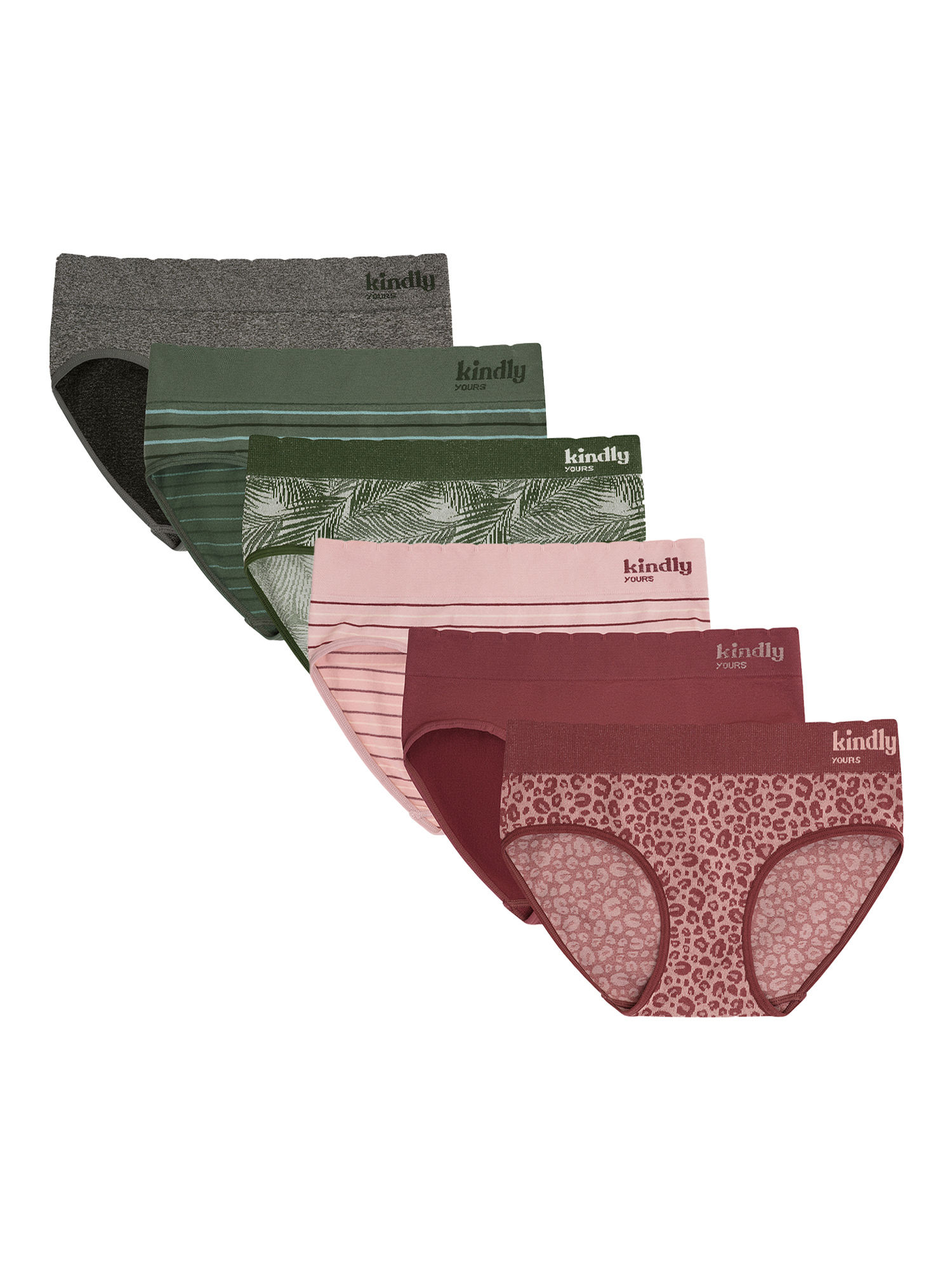 Kindly Yours Women's Sustainable Seamless Hipster Panties, 6Pack