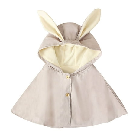 

Toddler Girls Solid Color Plush Cute Rabbit Ears Winter Hoodie Button Coat Cloak Jb-Pink-(6-12 Months)
