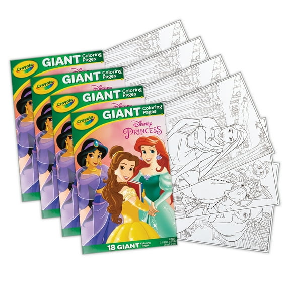 Crayola Giant Coloring Pages, 12" x 18", Princess, 18 Per Set, 4 Sets