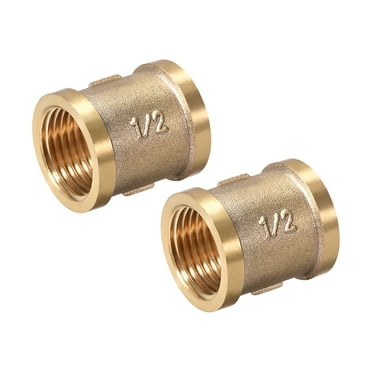 Brass Cast Pipe Fittings Coupling 1/2 x 1/2 G Female Thread Gold Tone 2 pcs