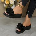thumbnail image 6 of Wensltd Women Flower Solid Color Wedge Sandals Open Toe Slip On Summer Casual Vacation Beach Shoes Comfortable Trendy Breathable Design, 6 of 9
