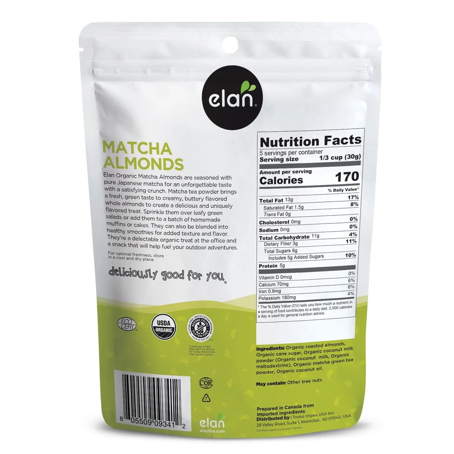 (Pack of 8), Elan Organic Matcha Almonds, 5.6 oz