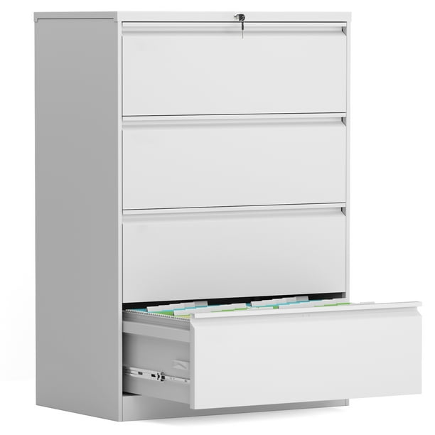 Gangmei Metal Lateral File Cabinet With 4 Drawer Lockable Filing For Office Home Organization Files Bar White Assembly Required Com Gangmei Metal Lateral File Cabinet With, Metal File Cabinet 4 Drawer Horizontal