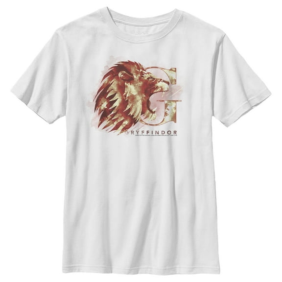 Boy's Harry Potter Gryffindor Lion Watercolor  Graphic Tee White Small