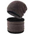 thumbnail image 2 of ZSQDM Hat Neutral Women Men Autumn and Winter Solid Color Wool Hat Thickened Warm Ear Protection Cold Knitted Hat Scarf Two Piece Set beanie of Men Mens Hat Scarf ,Hat,& Gloves Men's Hats & Caps, 2 of 6
