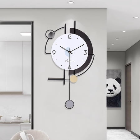 Large Wall Clocks Silent Big Wall Clock Metal Creative Clock Non Ticking Battery Operated Quartz Modern Clock for Living Room Kitchen Bedroom Decorative Bathroom Outdoor Indoor 13 * 23.6 Inch