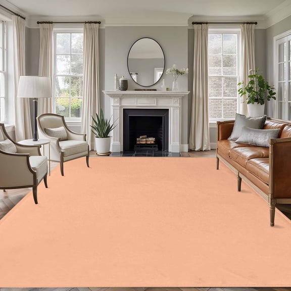 8'x10' Area Rugs, Peach Fuzz Indoor Outdoor Area Rug for Living Room Bedroom, Solid Color Farmhouse Peach Fuzz Washable Bathroom Rugs Kitchen Floor Carpet Mats Home Decor Aesthetic